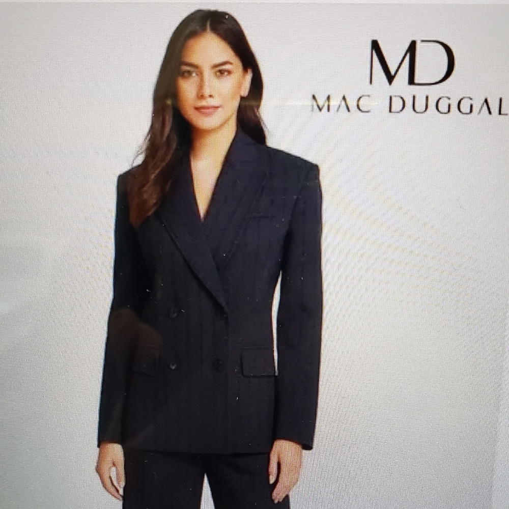 Mac Duggal NEW Double Breasted Navy Embellished Jacket Blazer Size XL #81160